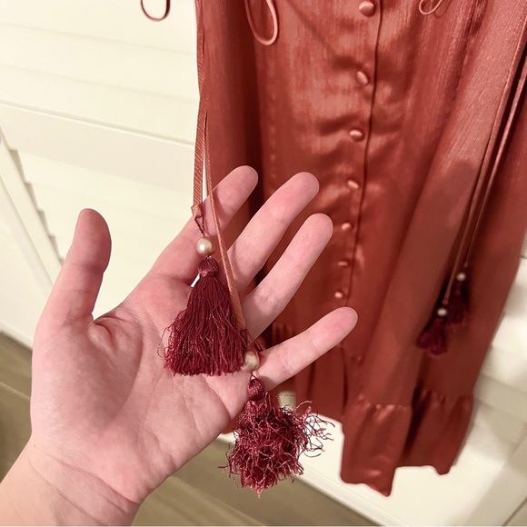 Rue Des Chats Unique Dust Rose Dress With Tassels - Picture 3 of 3